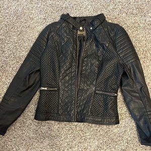 Women's black leather jacket